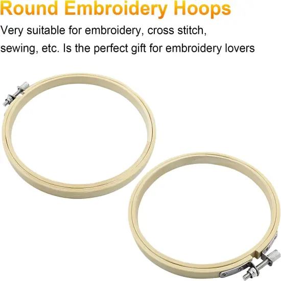 6 Pieces 5 Inch Embroidery Hoops, Round Wood Embroidery Hoops, Adjustable Bamboo Circle Cross Stitch Hoop Ring, Wooden Embroidery Frames for Art Craft Sewing, Christmas Decoration {4}