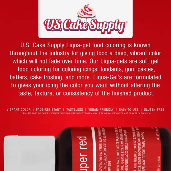 US Cake Supply by Chefmaster Liqua-Gel Cake Color Set - 24 Colors in 0.7 fl. oz. (20ml) Bottles - 12 Primary & 12 Secondary Set B Colors {3}