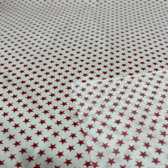 1 Yard Star Print Poly Cotton Fabric 60" Wide Soft & Durable for Apparel & Crafts White/Red {1}