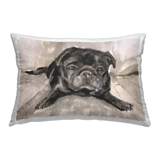 Cozy Black Pug Design by GeorgeDyachenkoArt Outdoor Printed Pillow  {1}