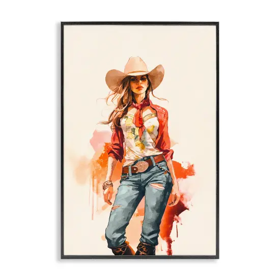 Stupell Industries Wild West Cowgirl Charm Framed Giclee Wall Art Design by Andrea Haase {1}