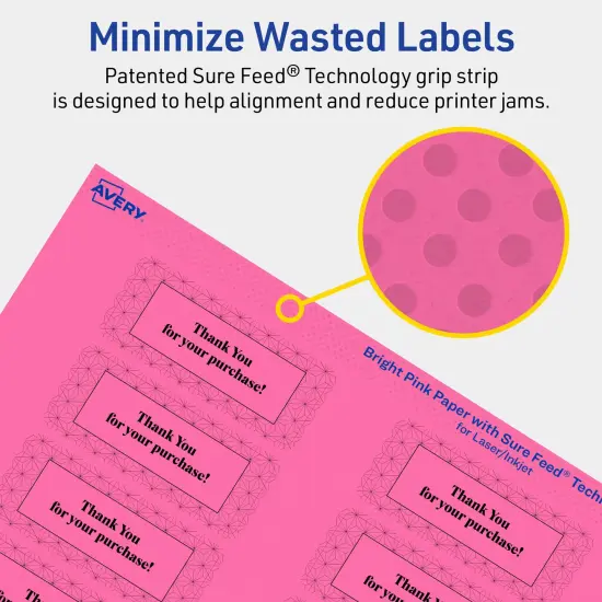 Avery Bright Pink Paper Labels, 1" x 2-5/8" Rectangle {4}
