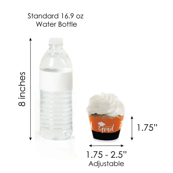 Big Dot of Happiness 2025 Orange Graduation Cupcake Decoration - Party Cupcake Wrappers and Treat Picks Kit - Set of 24 {7}