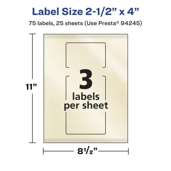 Avery Pearlized Ivory Rectangle Labels with Sure Feed Technology, Print-to-the-Edge, 2.5" x 4" {5}