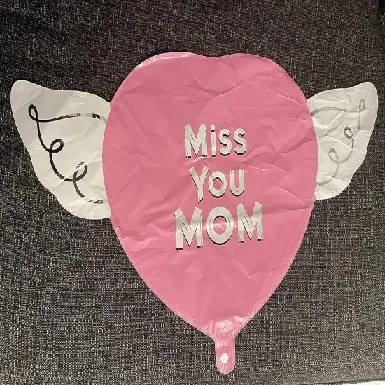 Miss You Mom Heavenly Balloons heart shaped with angel wings (Pink) {2}