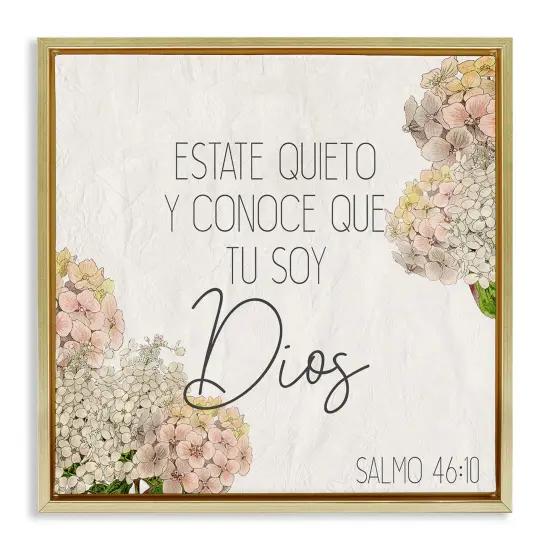 Stupell Industries Estate Quieto Salmo 46:10 Framed Floater Canvas Wall Art Gold Floater Frame {1}