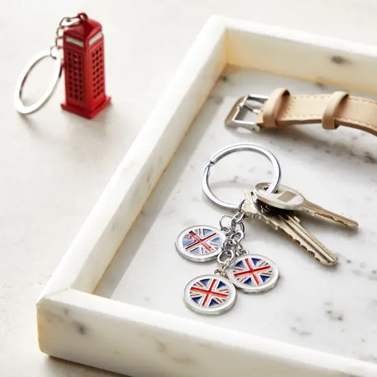 6 Pack London Keychain Souvenir Gifts, London Souvenir Gift, Key Rings with British UK Flag, Phone Booth, Big Ben, Double-Decker Bus, England Red {2}