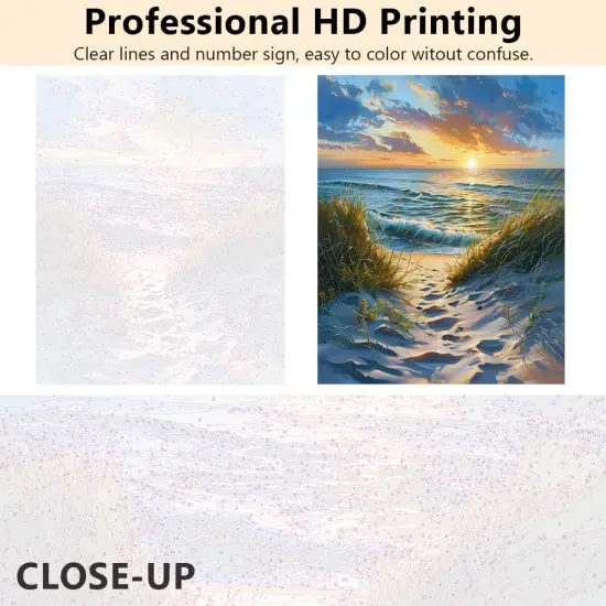 DIY Paint by Numbers for Adults - Beach Scene with Sunrise, Abstract Canvas Wall Art, 16x20 Inch {4}