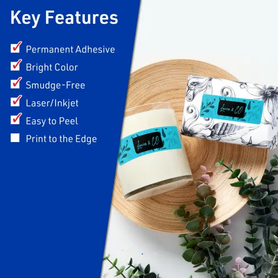 Avery Bright Blue Paper Labels, 2/3" x 3-7/16" Rectangle {2}