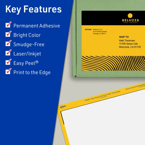 Avery Bright Yellow Paper Labels, 4.75" x 7.75" Rectangle {2}