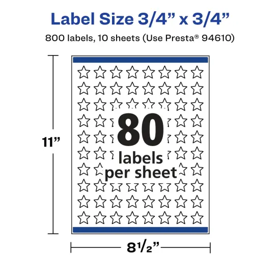 Avery Glossy Clear Star Labels with Sure Feed, .75" x .75" {5}