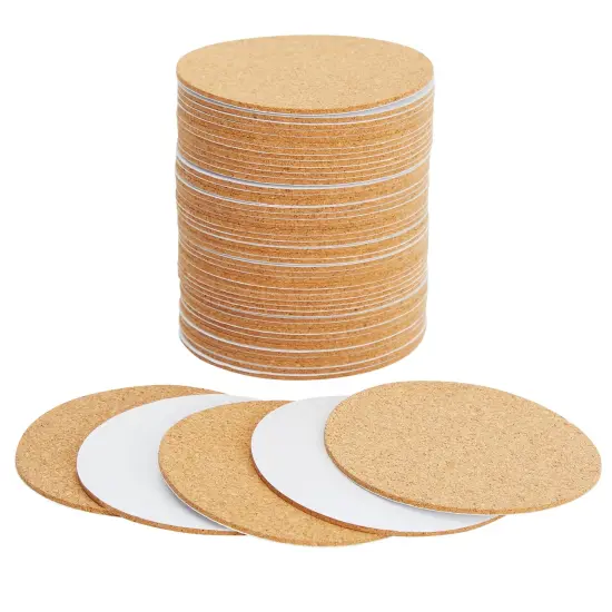 50 Pack Self-Adhesive Cork Coaster Backing Sheets - Round Circles for DIY Crafts (3.5 Inch Diameter) {1}