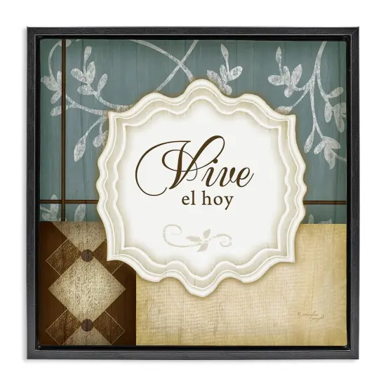 Stupell Industries Vive el Hoy Tradicional Framed Floater Canvas Wall Art Gray Floater Frame {7}