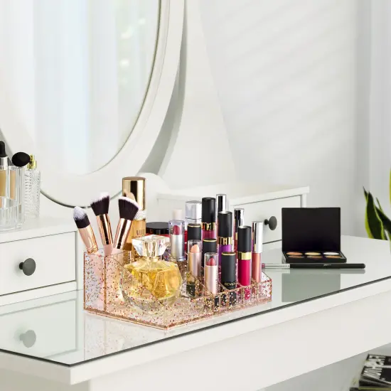 Sorbus 16 Slot Glitter Acrylic Makeup Organizer for Vanity and Bathroom {6}