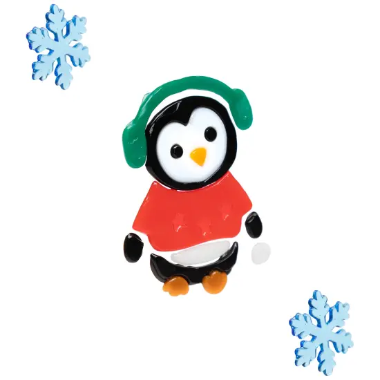 Northlight 8-Piece Penguin and Snowflake Gel Christmas Window Clings, 7.75" Red {6}