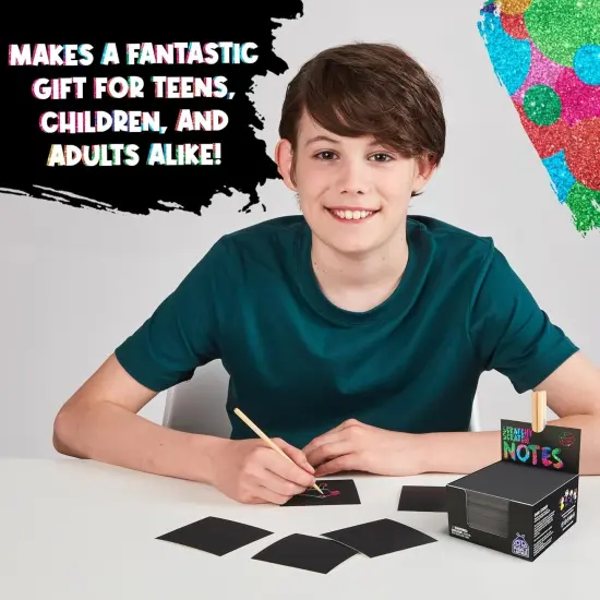 Rainbow Holographic Scratch Art Mini Notes - 150 Sheets with Wooden Stylus, Classroom Must Have, Back to School Gift, School Essentials, Teen Girl Gifts {4}