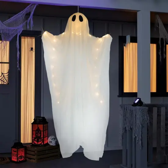 Hanging Light up Ghost Halloween Decor - Warm White {5}