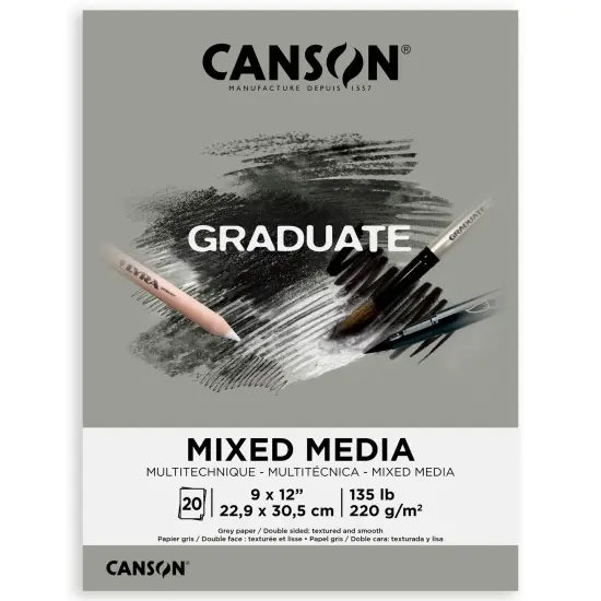 Canson Graduate Toned Mixed Media Pad Grey 9"x12"-20 sheets {1}