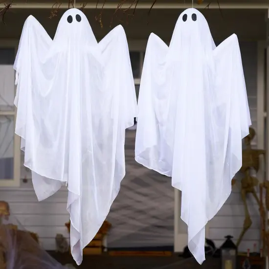 2 Pcs Halloween White Hanging Ghost - 47&rdquo; Halloween Hanging Light up Ghost Decoration {4}