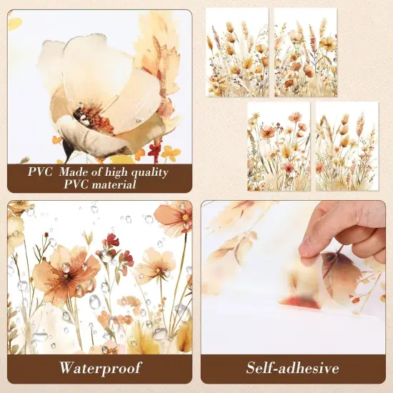 4 Pcs Boho Flower Wall Decals {4}