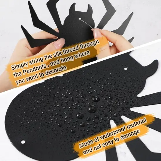 12 Pcs Hanging Bats & Pumpkin Halloween Decoration Outside - Horrible Style {3}