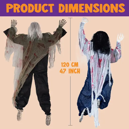 2 Pack 47" Halloween Climbing Zombies Wall Decoration {4}
