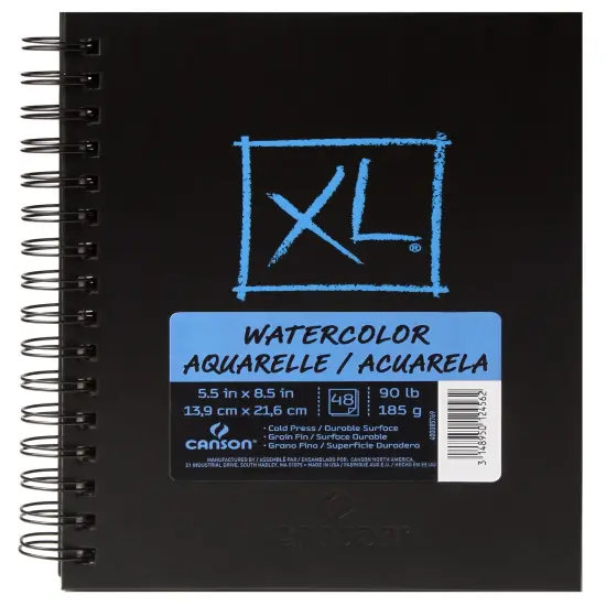 Canson XL Watercolor Book Cold Press 5.5"X8.5"-Wirebound Side, 48 Sheets {1}