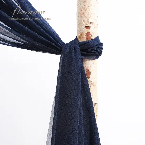Wedding Arch Draping Fabric 2 Panels 20Ft Navy Blue Chiffon Fabric Drapes Arbor Drapery Wedding Ceremony Reception Swag Decorations {4}