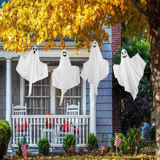 4PCS Hanging Ghosts Halloween Decorations - Spooky {3}