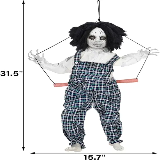 Hanging Halloween Animatronic Swing Boy with Creepy Sounds (Style 2) {3}