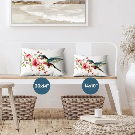 Americanflat Floral Throw Pillow with Premium Polyester - Hummingbird and Flowers {5}