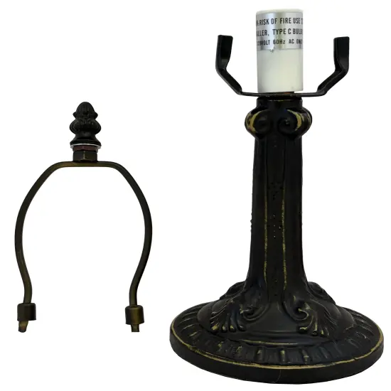 Gothic Metal Lamp Base, Antique Bronze Finish With Gold Highlights, Nicely Weighted, 12" Tall {4}