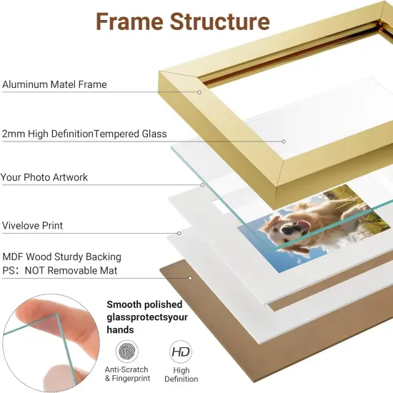 Oak Wood Picture Frame with Mat for 8x10 Set of 3, Natural Solid Wood 11x14 Frame with Tempered Glass for Wall Gallery & Home (3 Pack, Oak) {2}