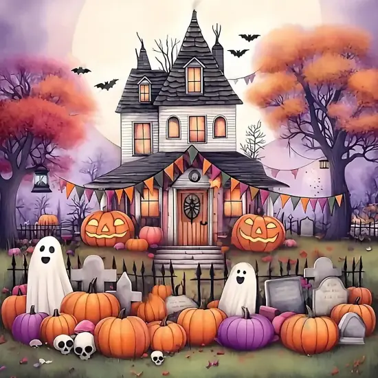 Halloween Pumpkin Ghost Diamond Painting Kits {1}