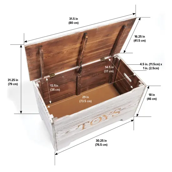 Badger Basket Solid Wood Rustic Toy Box - Distressed White {4}