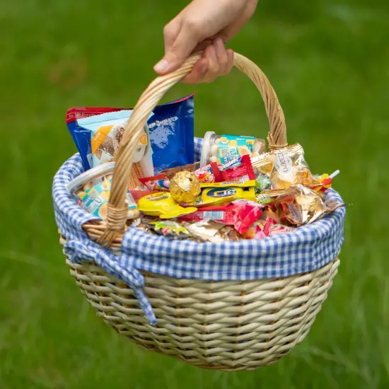 Wickerwise Picnic Basket with Handle, and Washable Plaid Liner - Ideal for Outdoor Adventures, Photoshoots and Home D&eacute;cor - Perfect Gift Basket for Weddings and Holidays like Halloween {3}