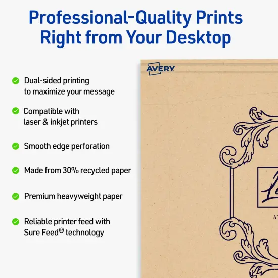 Avery Printable Arched Rectangle Flat Cards, Sure Feed Technology, 5" x 7", Matte Kraft Brown Cardstock, Laser/Inkjet Printable, 20 Total, Great for Product Branding, Marketing, and More {8}