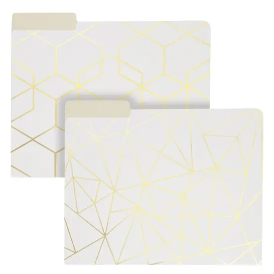 Paper Junkie 12 Pack Decorative File Folders with Geometric Gold Foil, 1/3 Cut Tab, Letter Sized for Office Supplies (9.5 x 11.5 in) {6}