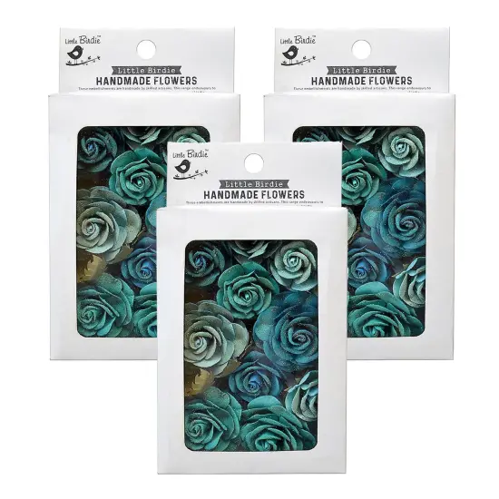 Pack of 3 - Little Birdie Whitney Paper Flowers 14/Pkg-Aqua Medley {1}