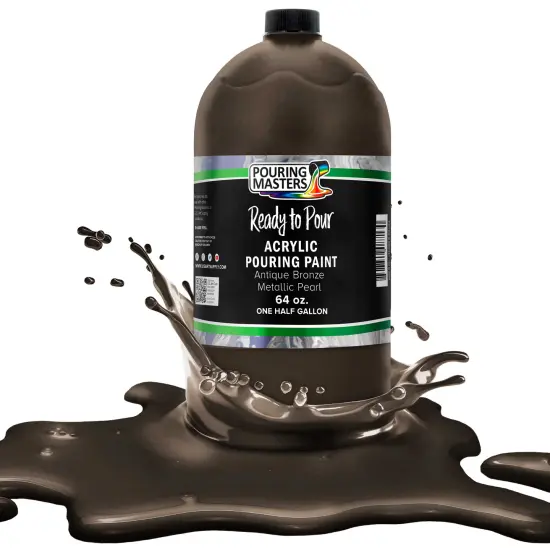 Pouring Masters Antique Bronze Metallic Pearl Ready to Pour Acrylic Pouring Paint - Premium 64-Ounce Pre-Mixed Fluid Acrylic Paint - Fluid Art Supplies for Canvas, Wood, Paper, Tile & Rocks {1}