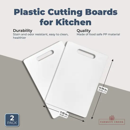 Plastic Cutting Boards for Kitchen (White, 7.75 x 11.75 In, 2 Pack) {2}