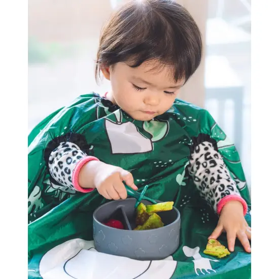 Grabease Allover Waterproof Bib for Self-Feeding Infants and Toddlers, Machine Washable, Ages 1-11 Months, Forest Green {3}