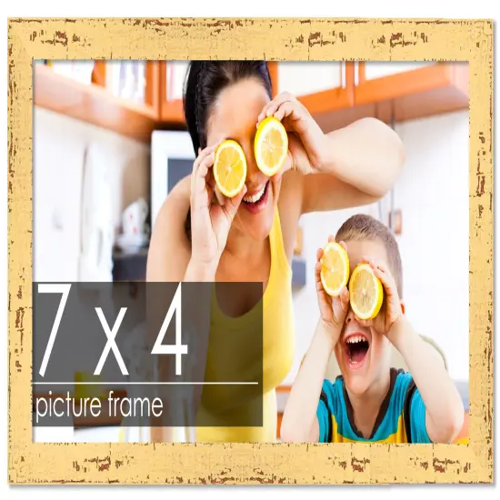 Photo Size Shabby Chic Yellow Frame - UV Acrylic, Foam Board Backing, Hanging Hardware {1}