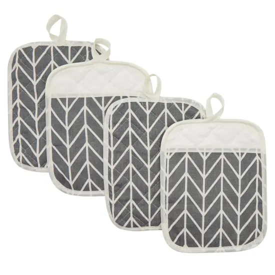 4 Pack Gray Hot Pads, Oven Pot Holders for Farmhouse Kitchen Decor and Accessories, Heat Resistant, 7 x 8.5 in. Grey {1}