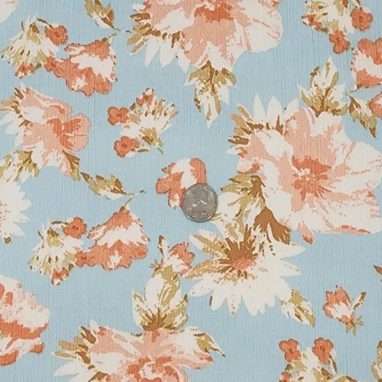 1 Yard Aqua Rayon Crinkle Fabric Lightweight Drapey Apparel Material 50/52" Wide {3}