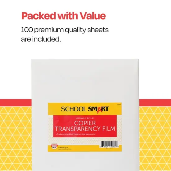 School Smart Copier Transparency Film without Sensing Strip, 8-1/2 x 11 Inches, Clear, Pack of 100 {7}