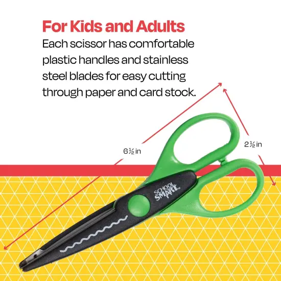 School Smart Paper Edger Scissor Set with Stand, Assorted Designs, Pack of 24 {7}