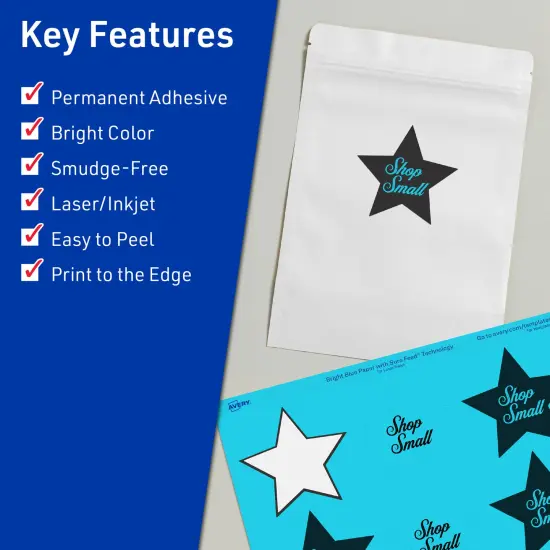 Avery Bright Blue Paper Labels, 2-1/4" x 2-3/8" Star {2}