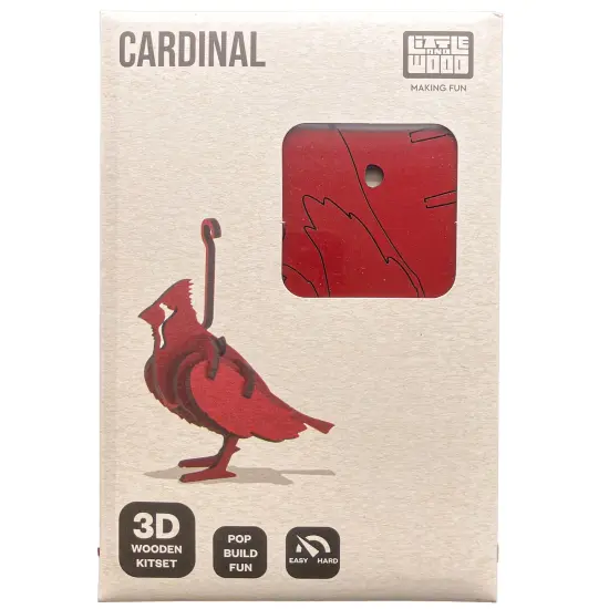 Little & Wood: Woodlet: Small - Cardinal - Red, 3D Wooden Kit-Set, Bird Puzzle, Easy Assembly, Pop Build Fun, 100% Sustainably Sourced Wood, Ages 6+ {4}