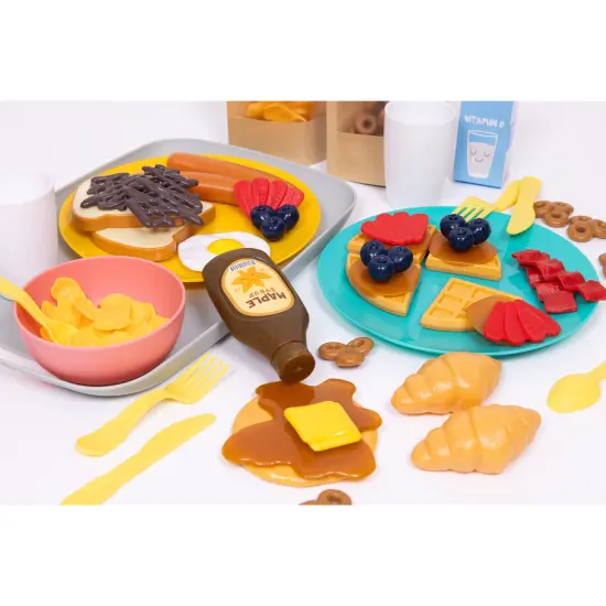 NurtureNature: Imaginative Minds - Breakfast Delights Set - 69pc Morning Meal Toy Food-Pancakes-Cereal-Eggs, Kitchen Pretend Play Accessories, Kids 3+ {6}